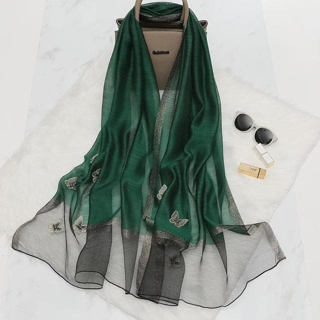 【巴黎精品】現貨+預購 真絲絲巾羊毛圍巾(蝴蝶刺繡釘珠桑蠶絲女配件11色a1gt34)