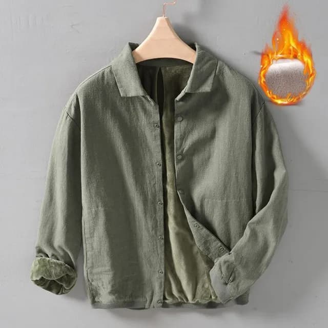 【巴黎精品】父親節禮物 襯衫長袖上衣(復古棉麻加絨寬鬆男裝5色a1et41)