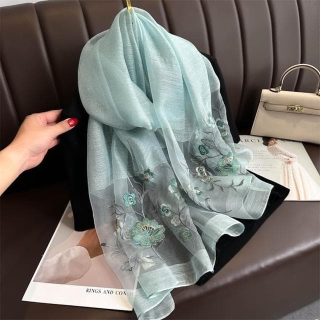 【巴黎精品】現貨+預購 真絲絲巾羊毛圍巾(手織繡花紗巾桑蠶絲女配件11色a1gt20)