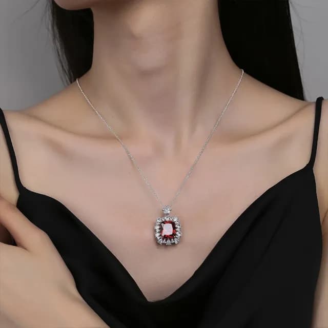 【LEEHER】項鍊/女生飾品/女項鍊/鋯石項鍊/純銀項鍊/歐美項鍊/藍寶石項鍊/生日禮物/新娘飾品/寶