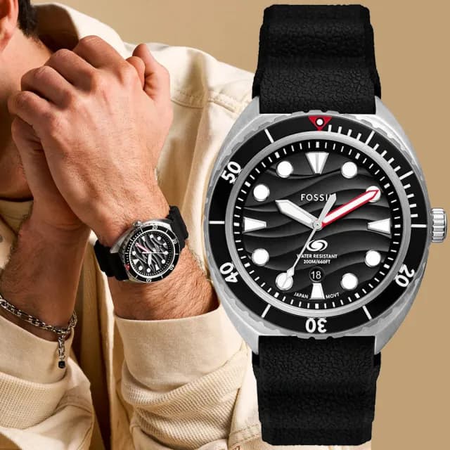 【FOSSIL】Breaker 波浪紋 1970經典潛水手錶-42mm 禮物 送禮 推薦(FS6062)