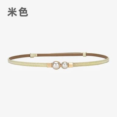 【KT DADA】毛衣腰帶 小眾皮帶 皮帶 復古皮帶 牛皮皮帶 禮物 珍珠腰帶 伸縮腰帶 細腰帶 洋裝腰