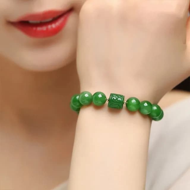 【LEESA】玉石手環\佛珠\碧玉手串\翡翠蘋果綠\和田玉手串\男手鍊\保平安\\情侶手鍊\送女生禮物