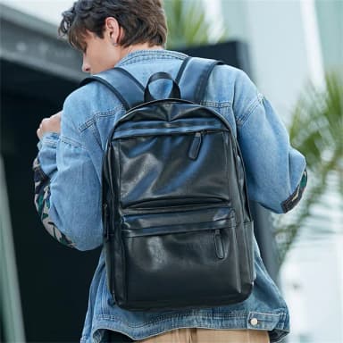 【MoonDy】母親節禮物 男包 後背包 防水包 背包男 電腦背包 大學生書包 筆電後背包 皮革後背包 旅行後背包 