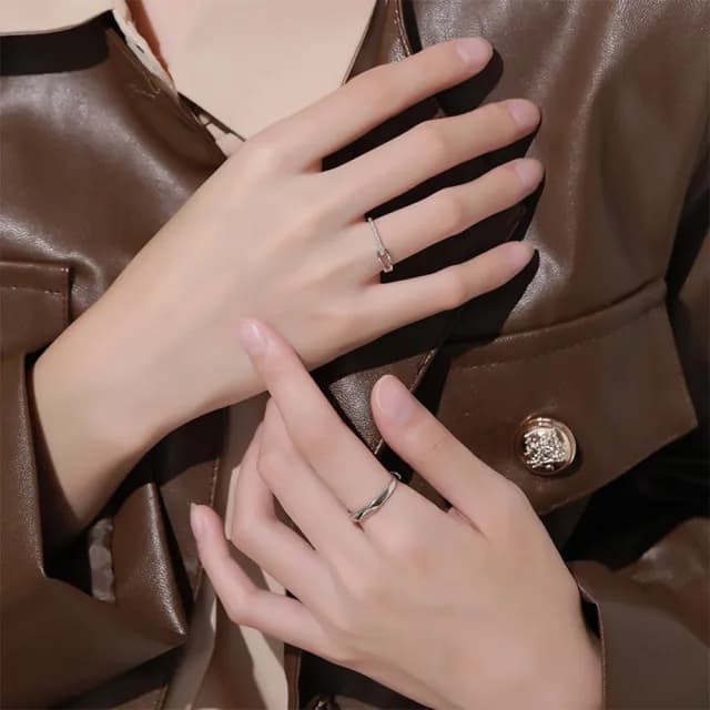 【LEEHER】結婚對戒/生日禮物/銀戒/可調節戒指/情侶戒指/求婚戒指/純銀戒指/鋯石戒指/男女對戒
