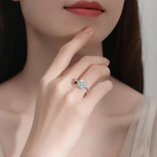 【LEEHER】戒指/純銀戒指/銀戒指/鋯戒/生日禮物/韓國戒指/閨蜜戒指/大戒指/方形戒指/女戒/女生