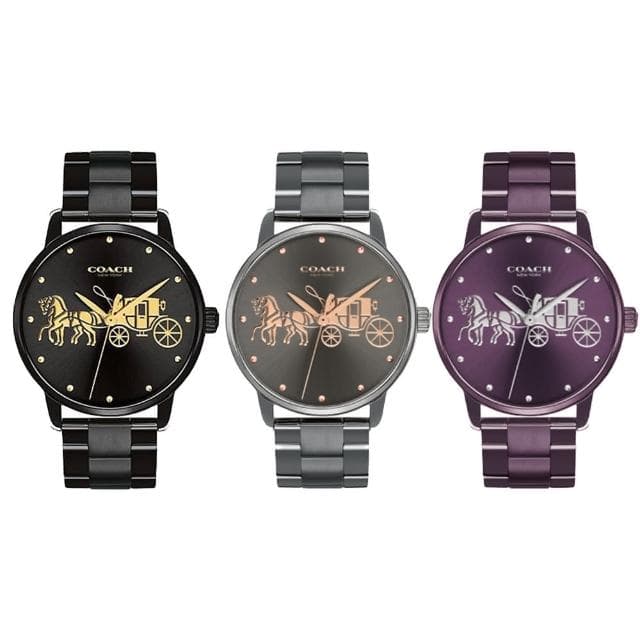 【COACH】COACH 女錶手錶腕錶鋼錶帶馬車LOGO黑色(經典馬車款式)