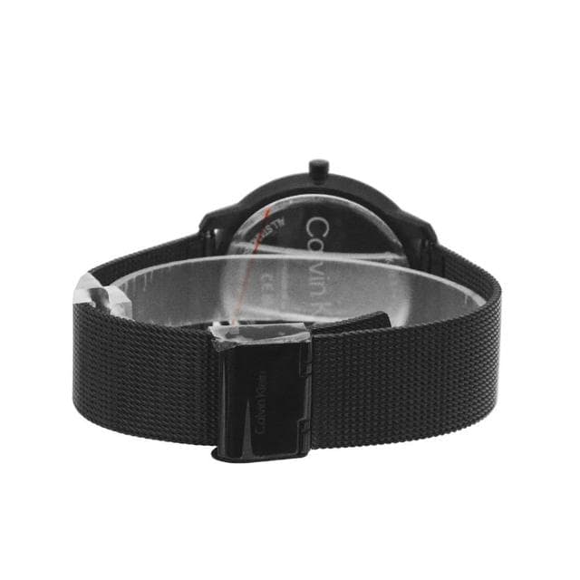 【Calvin Klein 凱文克萊】黑色系經典大CK logo 低調氣質 米蘭帶錶帶 手錶 CK錶 39mm 情人節(25200028)