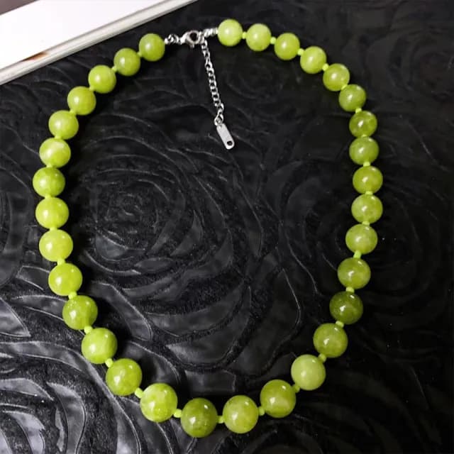 【LEESA】情人節禮物 瑪瑙項鍊\寶石項鍊\綠色項鍊\天然石項鍊\短項鍊\串珠項鍊\多巴胺項鍊\鎖骨鍊\招財項鍊