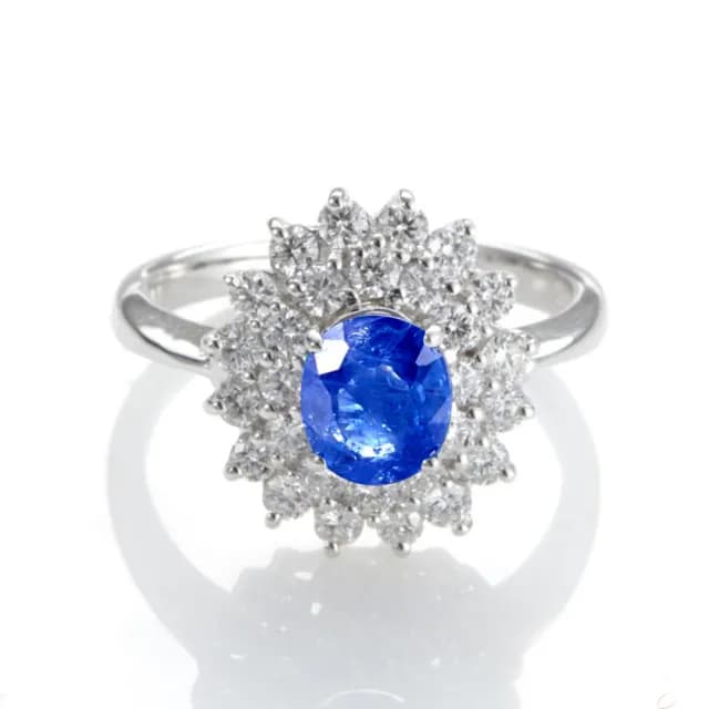 【DOLLY】1克拉 無燒斯里蘭卡藍寶石14K金鑽石戒指-005(母親節 長輩送禮 交換禮物首選)