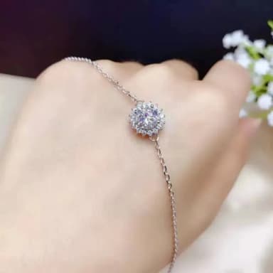 【A&R】莫桑鑽陽光手鍊0.5克拉附精美禮盒(18K金 S925純銀 情人節 生日禮物)
