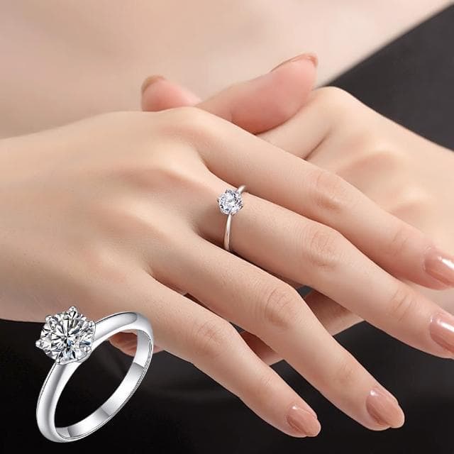 【LEESA】母親節禮物 S925純銀戒指\情侶戒指\戒指女生\合成鑽石\生日禮物\鑽石戒指\六爪戒指\結婚求婚戒\可