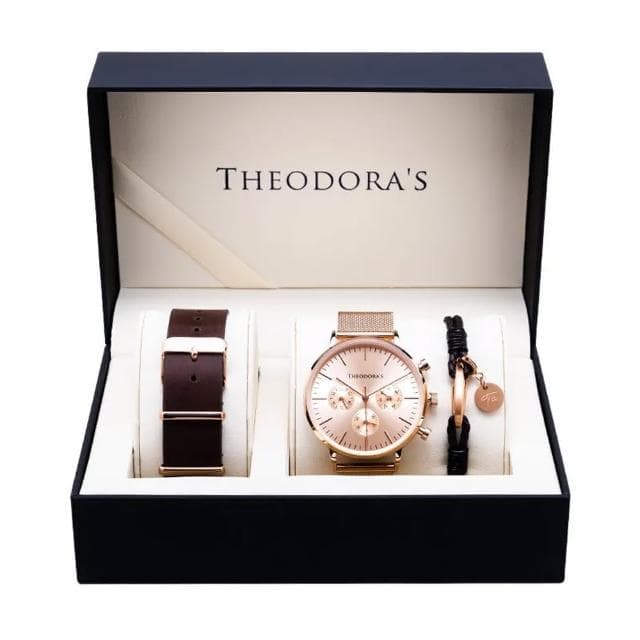 【THEODORA’S 希奧朵拉】(可選色)情侶禮盒-男女款 Apollo 金屬腕錶(情侶禮物 送女生 送男生)