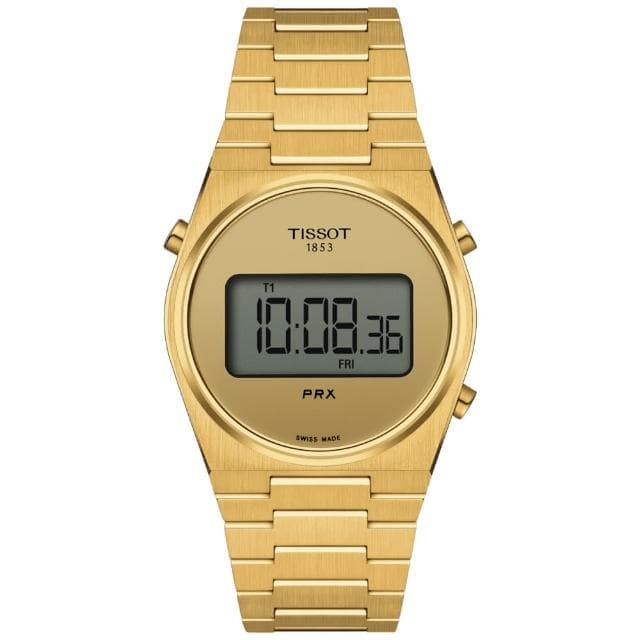 【TISSOT 天梭 官方授權】PRX 復古數位對錶 母親節 禮物 推薦(T1374633302000 / T1372633302000)