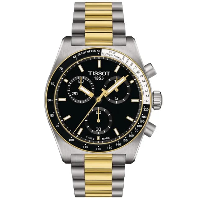 【TISSOT 天梭 官方授權】PR516 復刻1970 黑金 計時腕錶 畢業禮物 送禮 推薦(T1494172205100)