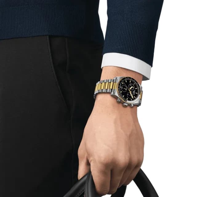 【TISSOT 天梭 官方授權】PR516 復刻1970 黑金 計時腕錶 畢業禮物 送禮 推薦(T1494172205100)