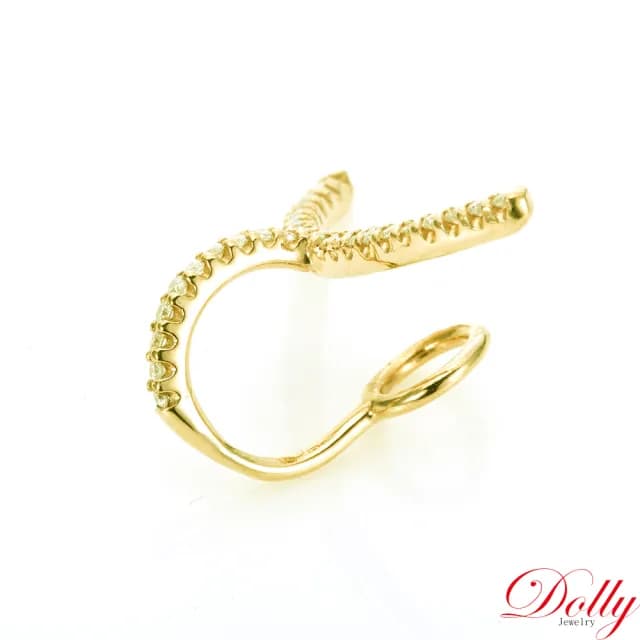 【DOLLY】情人節禮物 0.16克拉 天然鑽石 F/VS2 18K黃K金耳骨夾耳環(母親節 情人節 交換禮物首選)