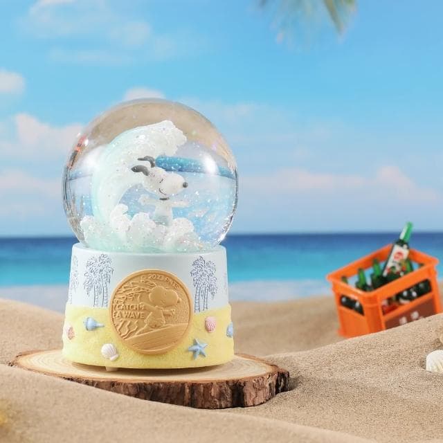 【JARLL 讚爾藝術】Snoopy史努比 衝浪水晶球音樂盒(生日禮物  情人禮物)