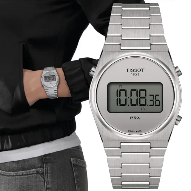 【TISSOT 天梭 官方授權】PRX系列 復古時尚 數位腕錶 畢業禮物 送禮 推薦(T1372631103000)