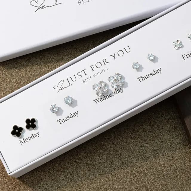 【Golicc】耳環 買1送1 一周耳釘 心情套裝組合 5日(雙11 聖誕節 生日 飾品 耳釘 耳飾 耳墜 禮物)