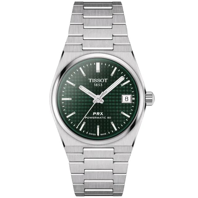 【TISSOT 天梭】PRX系列 復刻 綠面 機械女錶 七夕 情人節 禮物 送禮 推薦(T1372071109100)