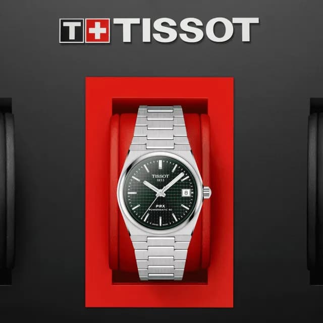 【TISSOT 天梭】PRX系列 復刻 綠面 機械女錶 七夕 情人節 禮物 送禮 推薦(T1372071109100)