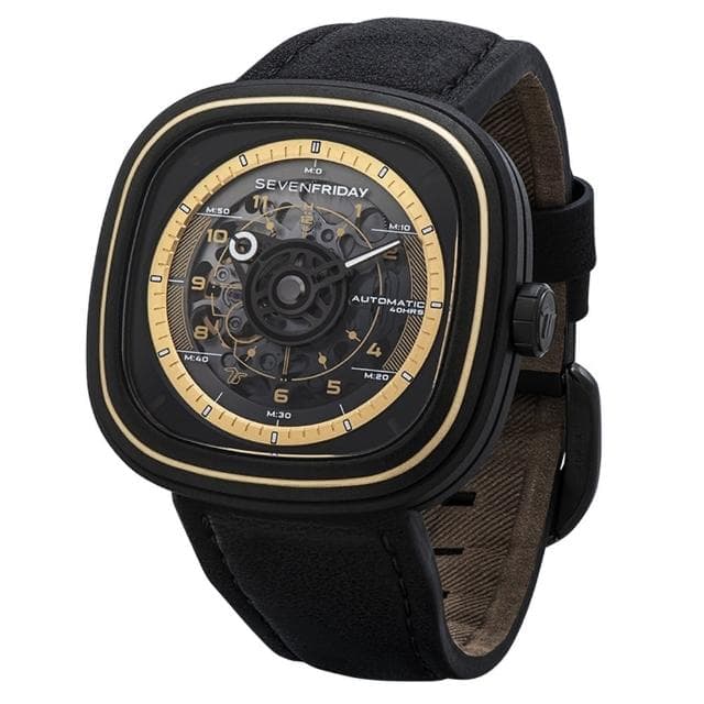 【SEVENFRIDAY】T系列 自動上鍊機械錶-經典黑金/45.6x45mm 送禮 禮物 推薦(T2/06)