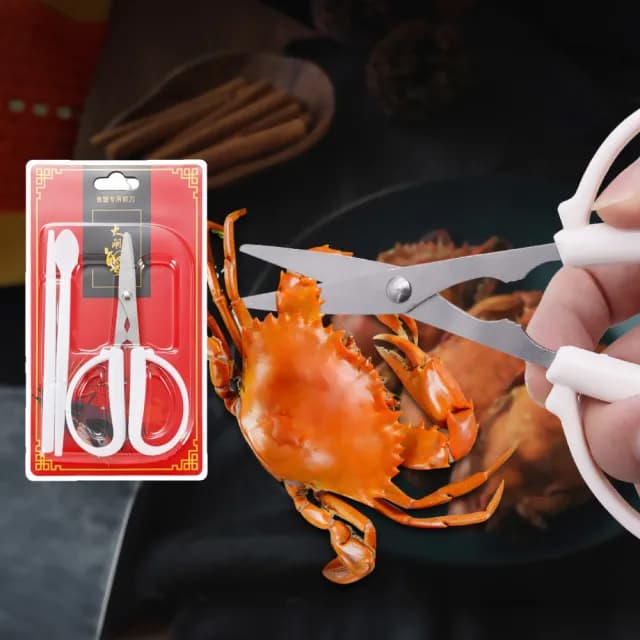 【螃蟹工具】吃蟹工具三件套(不鏽鋼剪刀 蟹剪 蟹叉 蟹勺 蟹針 大閘蟹 餐具 食物剪刀)
