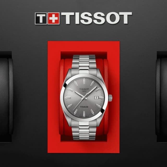 【TISSOT 天梭 官方授權】低敏輕巧 鈦金屬 紳士腕錶 母親節 禮物 推薦(T1274104408100)