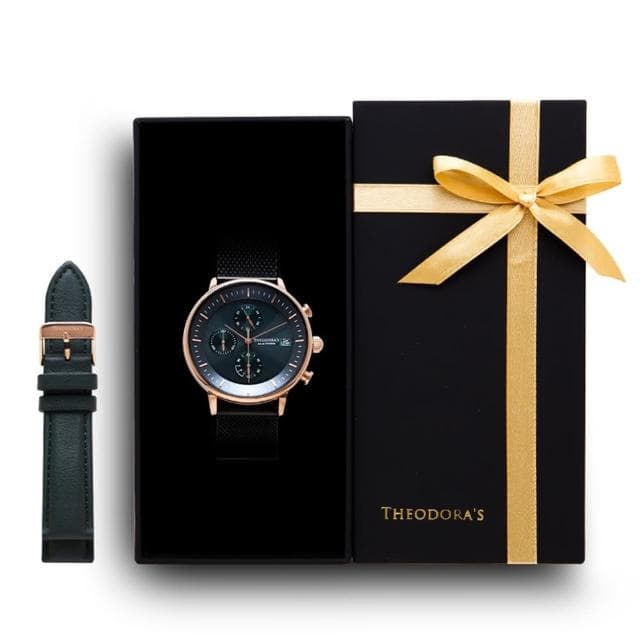 【THEODORA’S 希奧朵拉】可選色｜限定禮盒Mercury腕錶+替換錶帶2入組(太陽能手錶 真三眼計時 男錶 女錶)