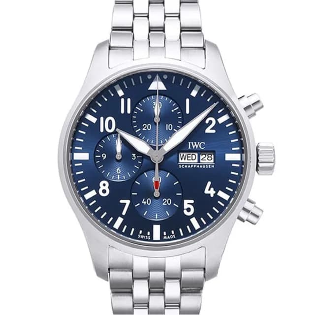 【IWC 萬國錶】新飛行員計時鍊帶表x藍面x41mm(IW388102)