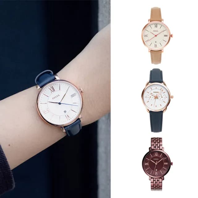 【FOSSIL】甜美優雅時尚 皮革鋼帶 女錶 手錶 雙11(共14款)