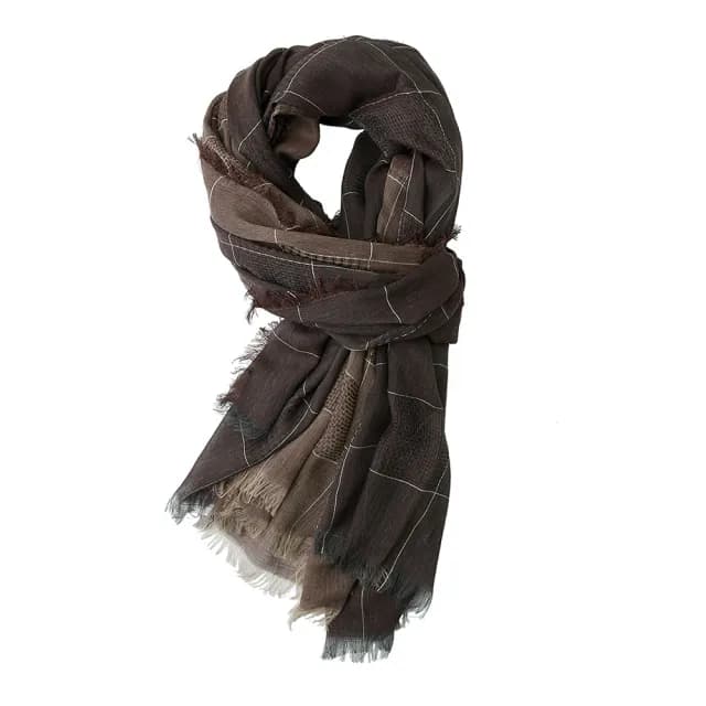 【Jun Jun】棉麻質感個性圍巾 色織雙色拼接圍巾(男士圍巾)