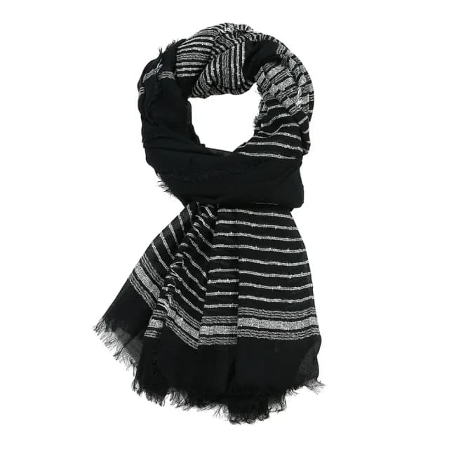 【Jun Jun】棉麻質感個性圍巾 色織雙色條紋圍巾(男士圍巾)