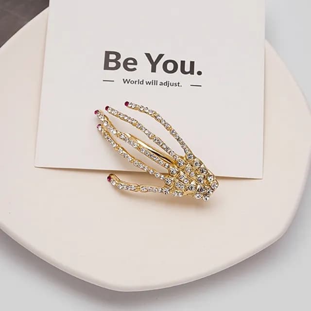 【橘魔法】（4入）萬聖節 服裝 角色扮演 水鑽骨頭手指髮夾(飾品 髮飾 裝飾 裝扮 節慶 童裝 女童 兒童 大人)