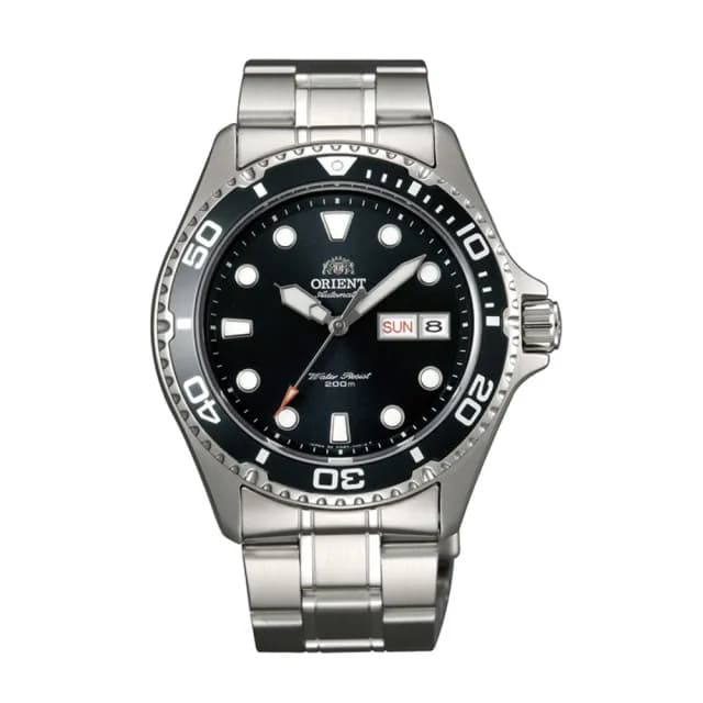 【ORIENT 東方錶】ORIENT東方錶 WATER RESISTANT系列200m水鬼潛水機械錶 鋼帶款 黑色 FAA02004B(FAA02004B)