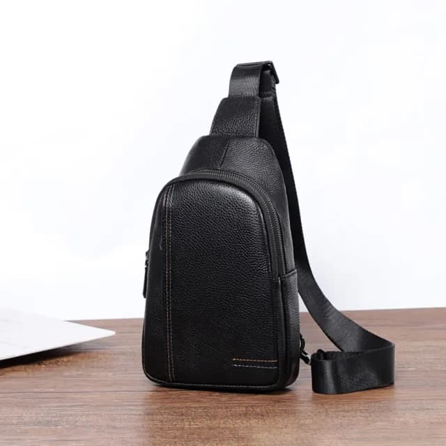 【巴黎精品】父親節禮物 真皮胸背包胸包真皮革側背包隨身包包(牛皮復古防盜單肩斜背男包包a1hi44)