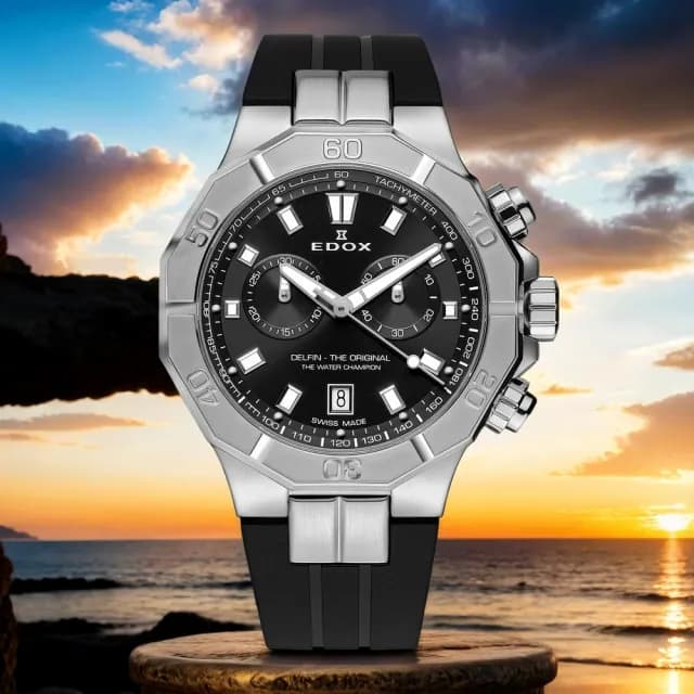 【EDOX 伊度】Delfin 海豚200米潛水計時手錶-43mm 送禮 禮物 推薦(E10113.3CA.NIN)