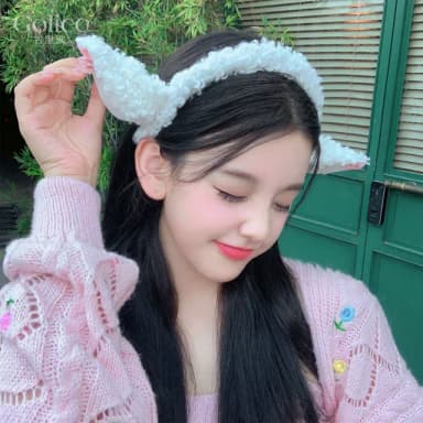 【Golicc】髮箍 裝扮 小羊耳朵 毛絨髮箍(母親節 生日 情人節 髮飾 頭飾 鯊魚夾 抓夾 禮物)