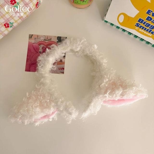 【Golicc】髮箍 裝扮 小羊耳朵 毛絨髮箍(母親節 生日 情人節 髮飾 頭飾 鯊魚夾 抓夾 禮物)