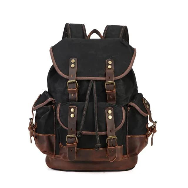 【巴黎精品】父親節禮物 後背包帆布雙肩包(復古防水多口袋拼皮男女包包5色a1hf2)