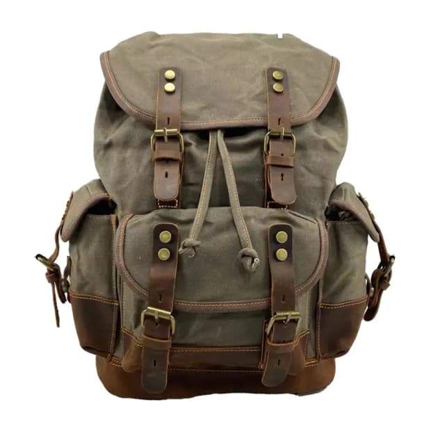【巴黎精品】父親節禮物 後背包帆布雙肩包(復古防水多口袋拼皮男女包包5色a1hf2)