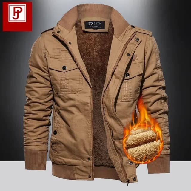 【巴黎精品】父親節禮物 軍裝外套復古工裝古著(棉質加絨修身工裝男夾克3色a1hg52)