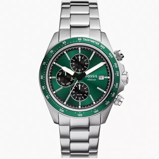 【FOSSIL】Autocross 賽車綠 多功能三眼手錶-42mm 禮物 送禮 推薦(BQ2878)