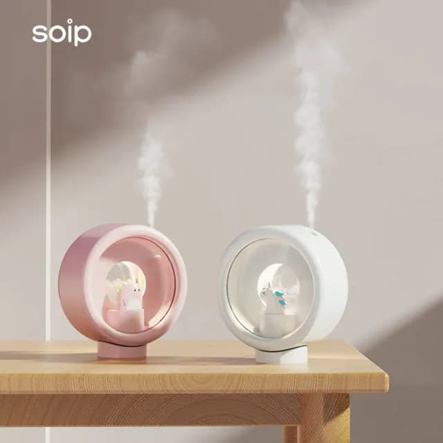 【Soip】萌寵自動香薰水氧機 壁掛/底座兩用香氛機 桌面空氣清淨機 家用擴香機濕器(附挪威森林)