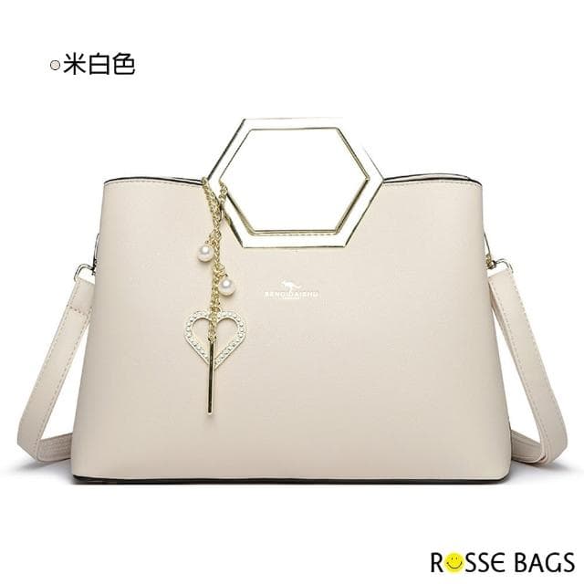 【Rosse Bags】母親節禮物 質感時尚多隔層大容量手提包 肩背包 斜背包(米白色 / 卡其色 / 棕色