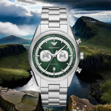 【EMPORIO ARMANI】亞曼尼 Racer 賽車綠計時手錶-42mm 禮物 送禮 推薦(AR11637)