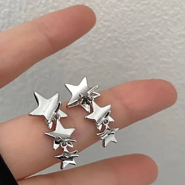 【Oni 歐妮】星星瀑布 耳針穿式耳環耳釘耳骨環耳飾(1對入)