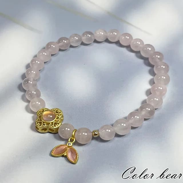 【卡樂熊】粉晶魚尾透澈造型手鍊(天然水晶手鍊)