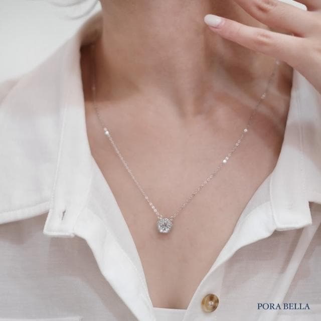 【Porabella】925純銀花朵鑲鑽吊墜 梅花項鍊 鑲鑽項鍊 鋯石鎖骨鏈 法式小眾 生日禮物送女友 Necklace